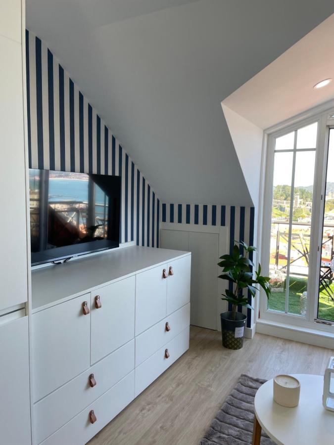 Estudio Impresionantes Vistas Con Terraza Y Piscina Baiona Eksteriør billede